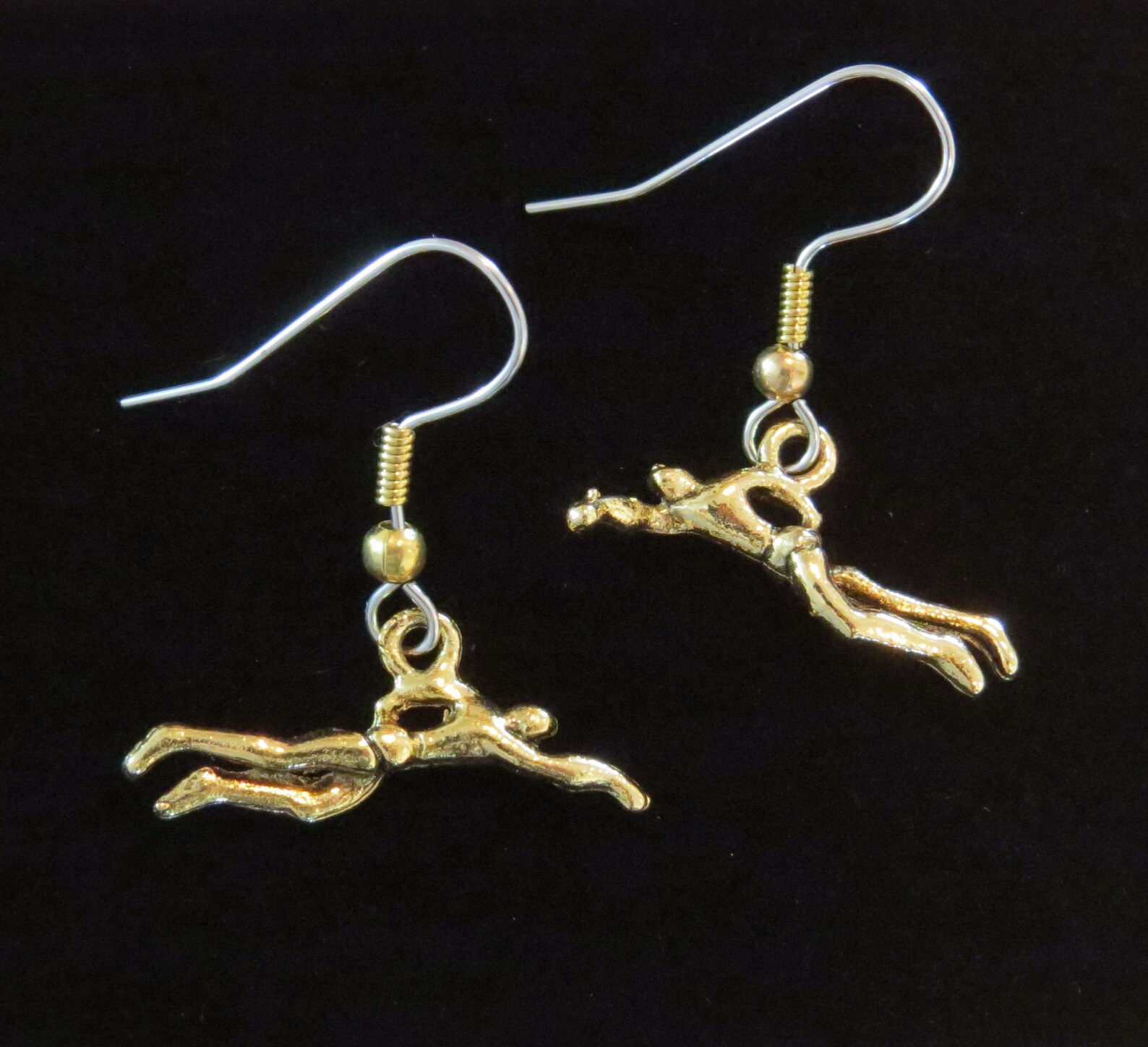 Swimmer Male Swimming Earrings 24 Karat Gold Plate Swim Water Etsy