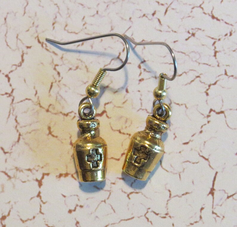 Pharmacist Pill Bottle Earrings 24 Karat Gold Plate Pharmacy Etsy