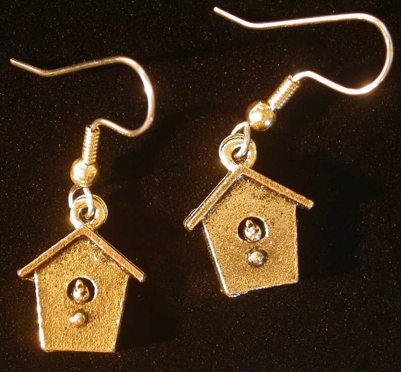 Birdhouse Earrings 24 Karat Gold Plate or Oxidized Matte Etsy