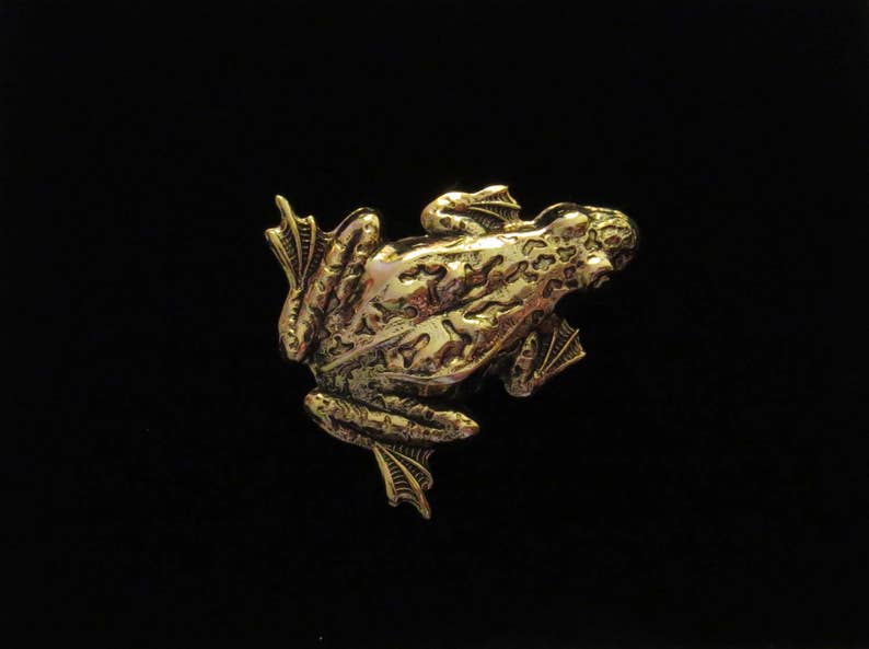 Frog Pin Brooch 24 Karat Gold Plate Toad Bullfrog Polliwog Croaker Amphibian PG370 image 4