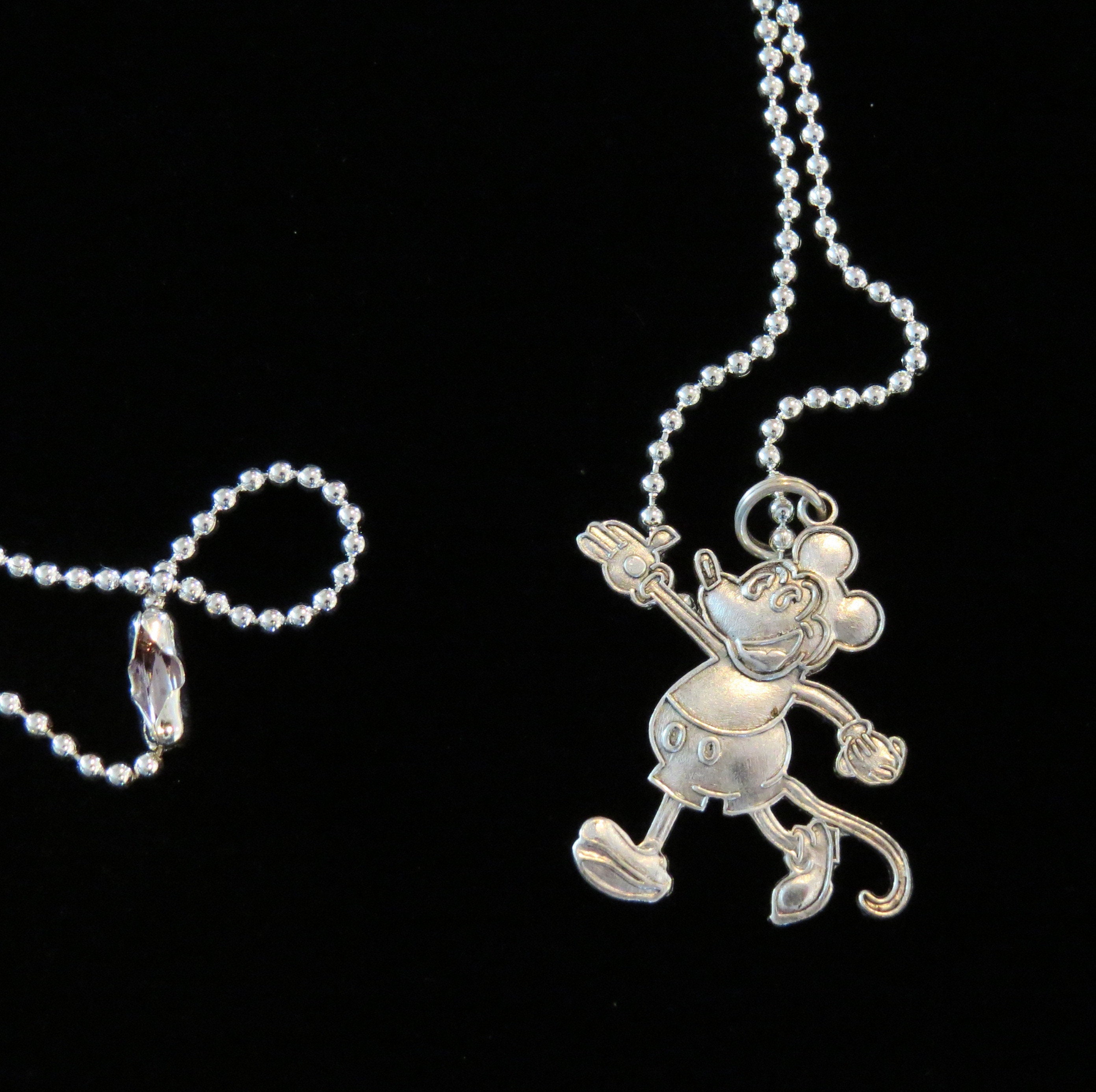 Mickey Mouse Vintage Inspired Disney Neckace Silver Plate 19