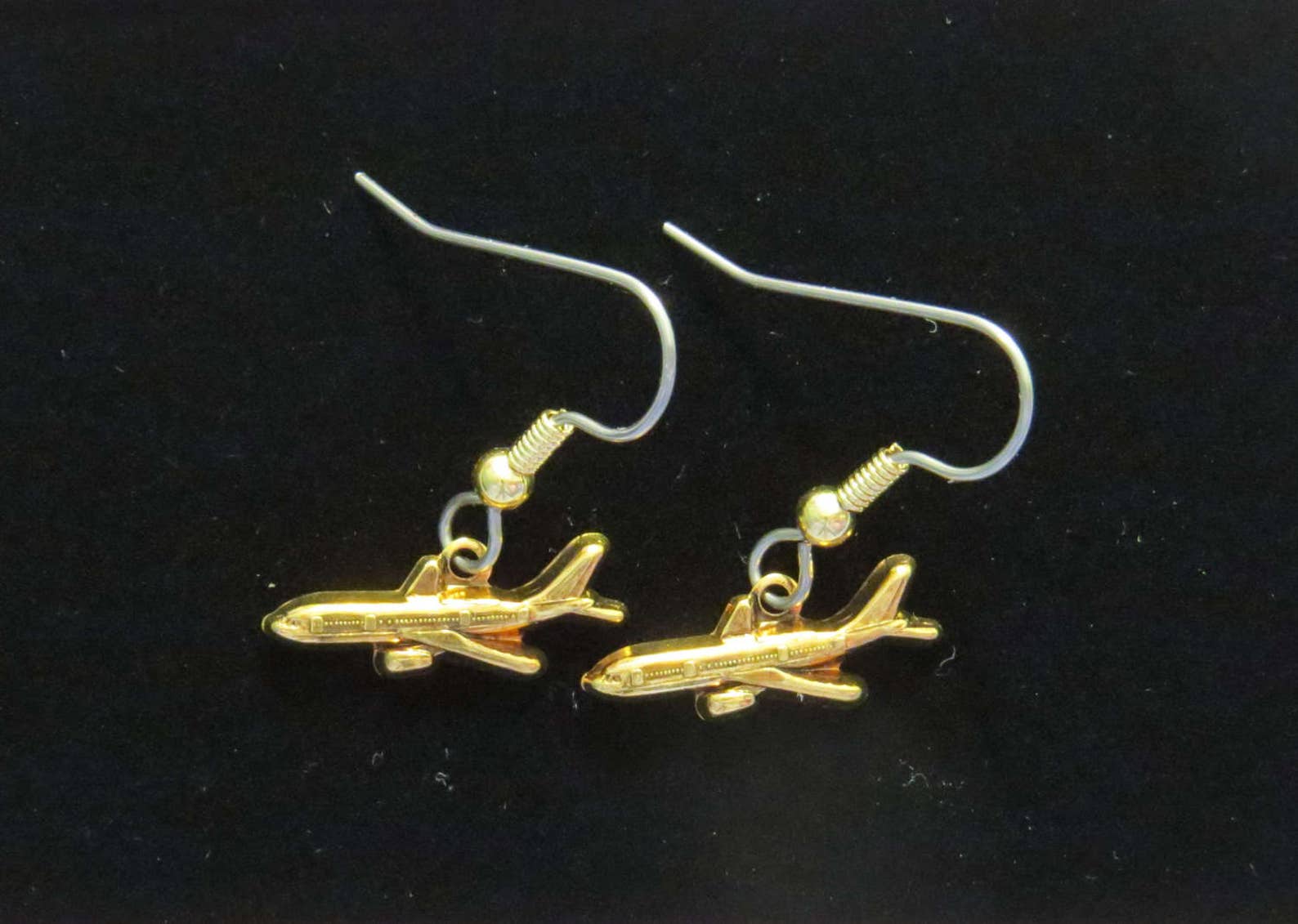 Airplane Earrings 24 Karat Gold Plate or Oxidized Matte Silver Etsy