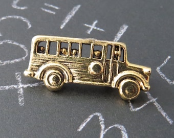 School Bus Pin Brooch 24 karat Gold Plate Bus Driver Gift Kids on the Bus Go Up and Down PG274 / PS229