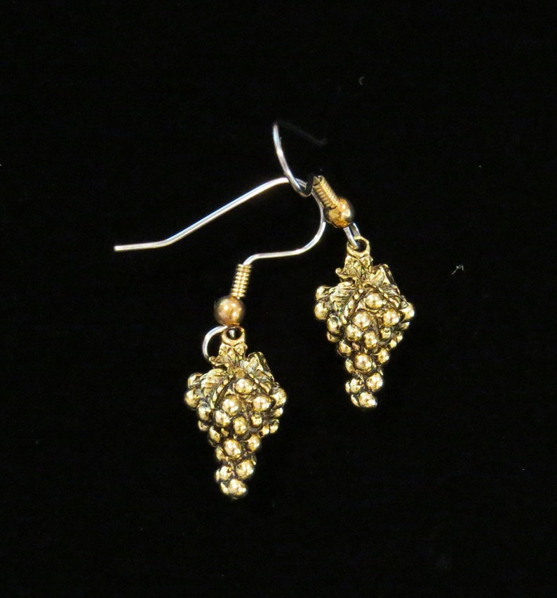 Grape Grapes Earrings 24 Kt Gold Plate or Oxidized Matte Etsy