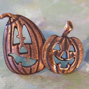 Jack-O-Lanterns Brooch Tack Pin Copper Halloweens Jack-o-lantern Spooky All Hallows Eve PC006 image 1