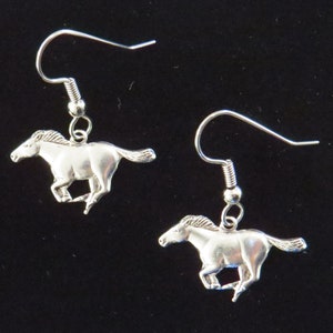 Mustang Earrings Brass or Oxidized Matte Silver Horse Pony Sports Ford ...