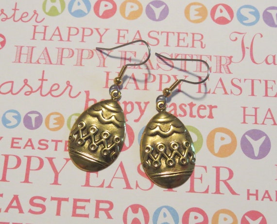 Easter Egg Earrings 24 Karat Gold Plate Holiday Spring