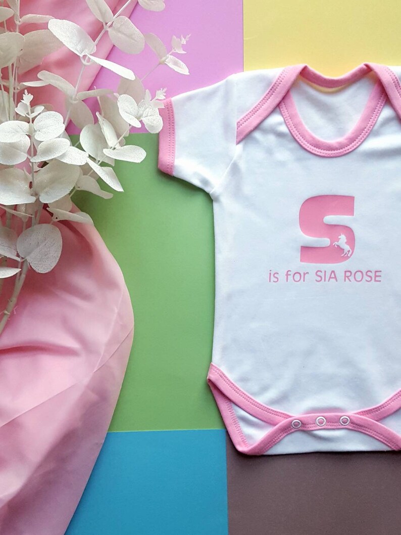 Mummy and Baby Contrast Trim Baby Vest Unicorn Baby Baby Shower Gift New Baby Girl Personalised Name Baby Vest Baby Hamper Beautiful