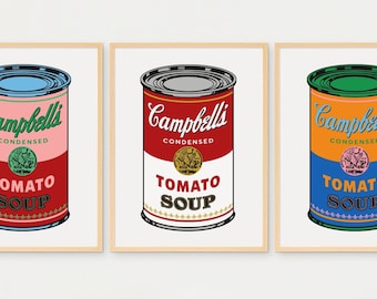 Collection de 3 affiches Pop Art Campbell's Tomato Soup  - affiche pop Andy Warhol, décoration murale, affiche d'Art, vintage art