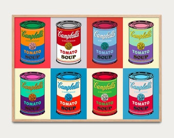 affiche Pop Art Campbell's Tomato Soup  - affiche pop Andy Warhol, décoration murale, affiche d'Art, vintage art, Soupe de tomate conserves