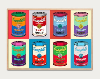 affiche Pop Art Campbell's Tomato Soup  - affiche pop Andy Warhol, décoration murale, affiche d'Art, vintage art, Soupe de tomate conserves