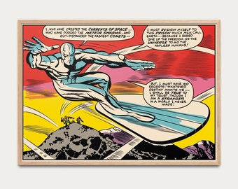 Poster Pop Art Silver Surfer - vintage poster, poster pop art, classic poster, mural decoration, Poster marvel, Comics poster, Jack Kirby