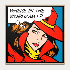 Affiche Pop Art - affiche comics, affiche BD, affiche illustrée, décoration murale, Carmen Sandiego, féminisme, affiche d&#39;Art, art print