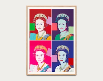 Poster Pop Art Queen Elisabeth II - vintage poster, poster pop art, classic poster, Poster pop art, Andy Warhol, Queen Elisabeth portrait