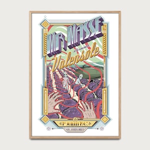 Poster UFO Valensole 1965, incontro Mr. Masse, alieni in campo di lavanda, arte retro sci-fi francese, decorazione misteriosa