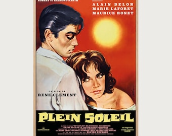 Plein Soleil 1960 Poster – Alain Delon Movie – Purple Noon Film Art – Italian Riviera Wall Decor – Vintage Thriller Print