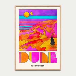 Dune Illustration Poster - Dune poster, 1970s retro movie poster, film poster, illustrated poster, gift idea, Drawing poster