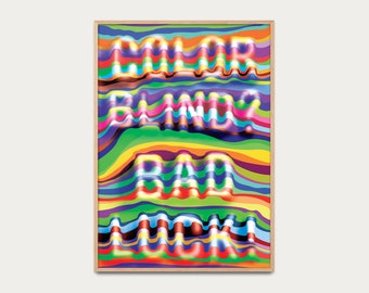 Pop Color blind bad luck poster - typography poster, psychedelic decoration idea, color blind poster, graphic print, rainbow