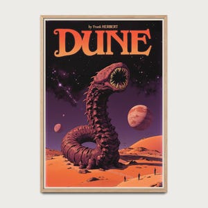 Póster Dune Retro Sci-Fi | Ilustración vintage inspirada en el libro icónico de Frank Herbert | Fan Art años 70