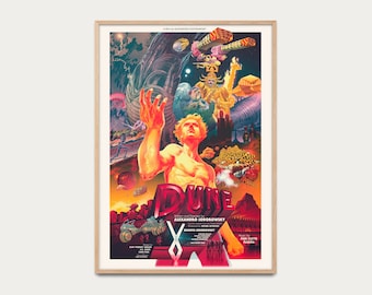 Duinposter - Jodorowsky's duinposter, retro bioscoopposter, filmposter, geïllustreerde poster, cadeau-idee, sciencefictionposter