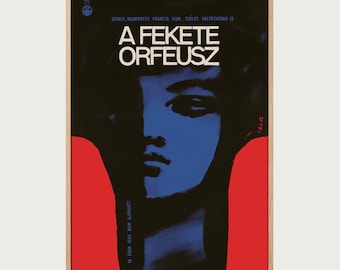 Black Orpheus 1959 illustrated poster, A Fekete Orfeusz art print reproduction, retro movie wall decor, vibrant classic film artwork