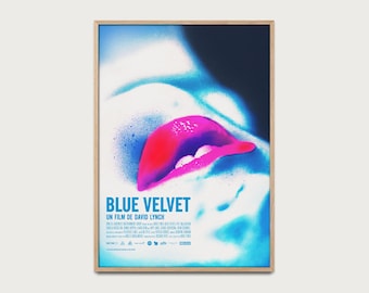 Blue Velvet poster, poster David Lynch, French movie art print, retro HD reissue, cult cinema wall art, illustrated film poster design