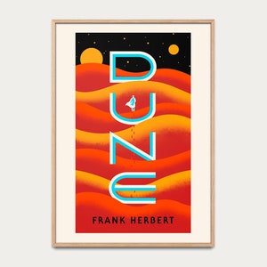 Dune Poster - Frank Herbert, book cover, illustrated poster, literature, vintage illustration, decoration idea, graphic poster