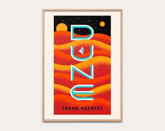 Dune poster - Frank Herbert, book cover, illustrated poster, literature, vintage illustration, decoration idea, graphic poster