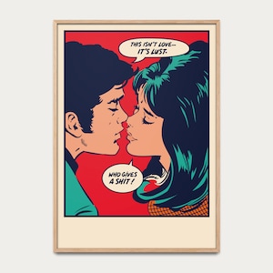 Cartel de arte pop - amor, lujuria, cartel de cómics, cartel de cómic, decoración de pared, cartel clásico, cartel de amor, cartel de arte, arte vintage imagen 1