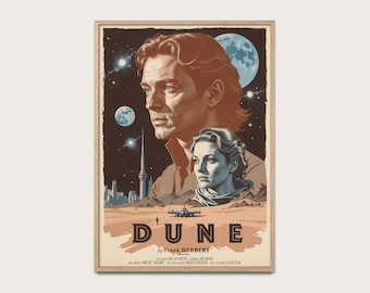 Dune Poster Retro | Vintage-style illustration of Frank Herbert’s iconic characters | 70s Sci-Fi Fan Art