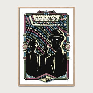 Men In Black Poster, 1953 Bender Encounter, UFO Vintage Art, Sci-Fi Wall Decor, Mysterious Alien Illustration, Retro Paranormal Print