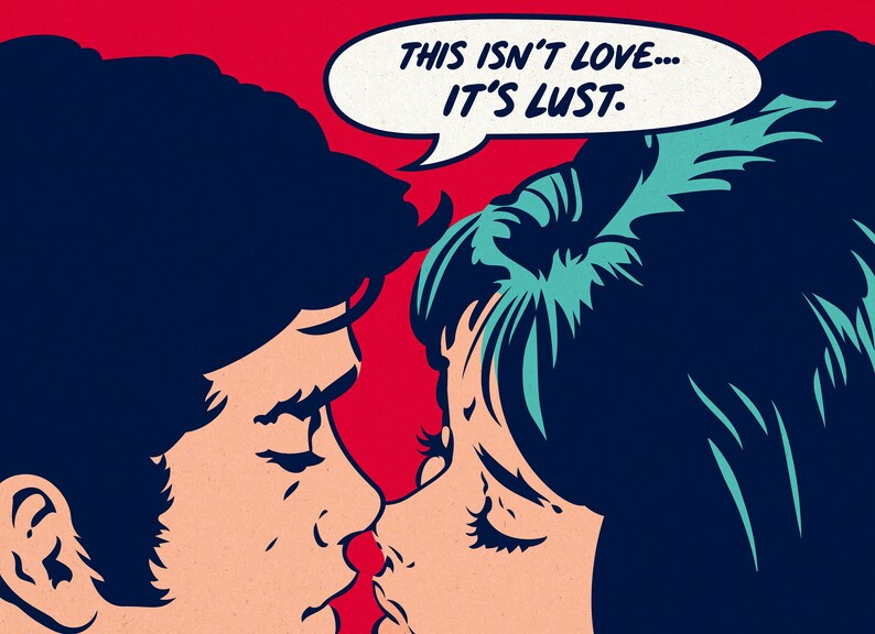 Cartel de arte pop - amor, lujuria, cartel de cómics, cartel de cómic, decoración de pared, cartel clásico, cartel de amor, cartel de arte, arte vintage imagen 6