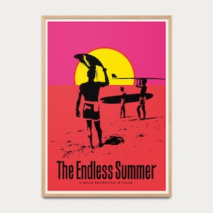 Poster Surf Pop - Vintage poster, illustration poster, psychedelic poster, movie poster, vintage pop art, beach poster, Surf in California