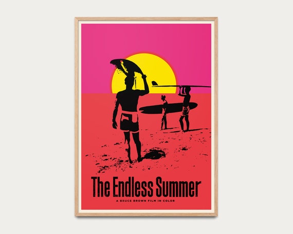 Affiche surf vintage – Poster film culte années 60 – Illustration pop art plage – Art mural rétro culture surf déco