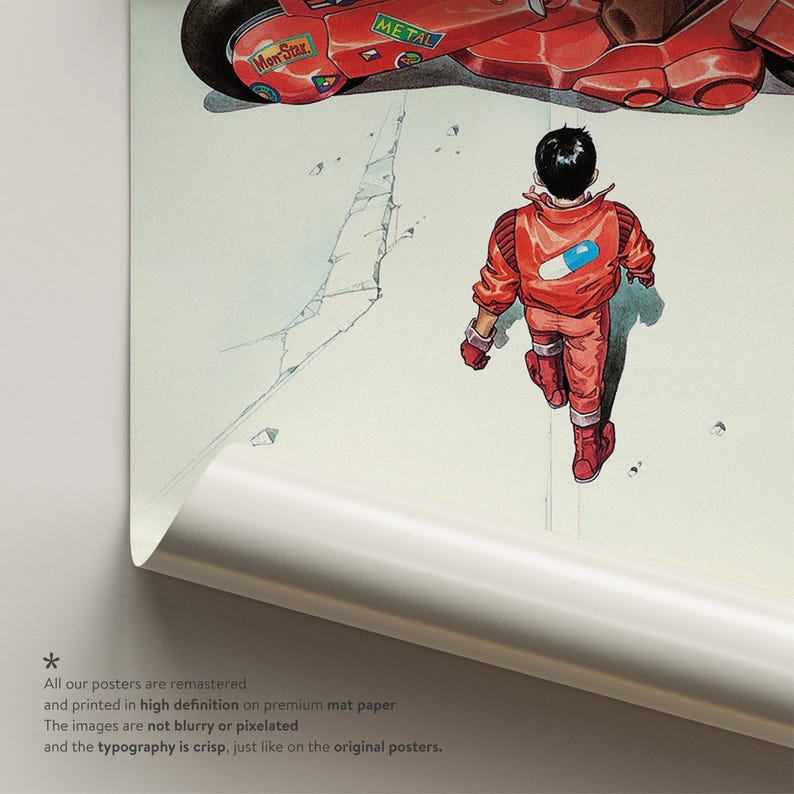 Akira Poster 1988 – Japanischer Anime Filmklassiker – Cyberpunk Illustration futuristisch – Grafische Wandkunst – Moderne Deko Bild 4