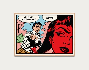 Cartel Pop Art - cartel de cómics, cartel de cómic, cartel ilustrado, decoración de pared, cartel clásico, feminismo, cartel de arte, vintage