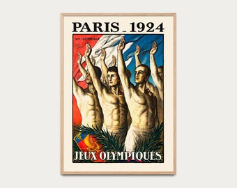 Official poster Olympic Games Paris 1924 - Vintage sports poster, 1924 Olympic Games, old illustrated poster, Sports poster, gift idea