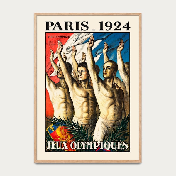 Affiche officielle Jeux Olympiques Paris 1924 - Affiche sportive vintage, JO 1924, affiche ancienne illustrée, Affiche sports, idée cadeau