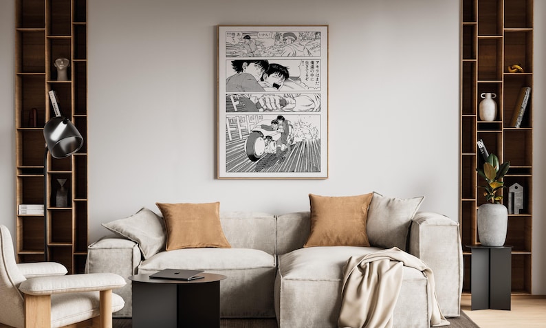 Akira 1982 Manga Poster Black and White – Japanese Anime Wall Art – Iconic Manga Page – Retro Cyberpunk Home Decor image 5