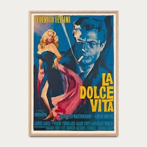 Poster La Dolce Vita ( 1960 ) - vintage poster, film poster, poster collection, rare print, reproduction, classic movie, old film, italian