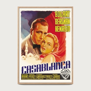 Casablanca 1942 Movie Poster – Vintage Classic Film Print – Retro Wall Art for Living Room, Office & Bedroom