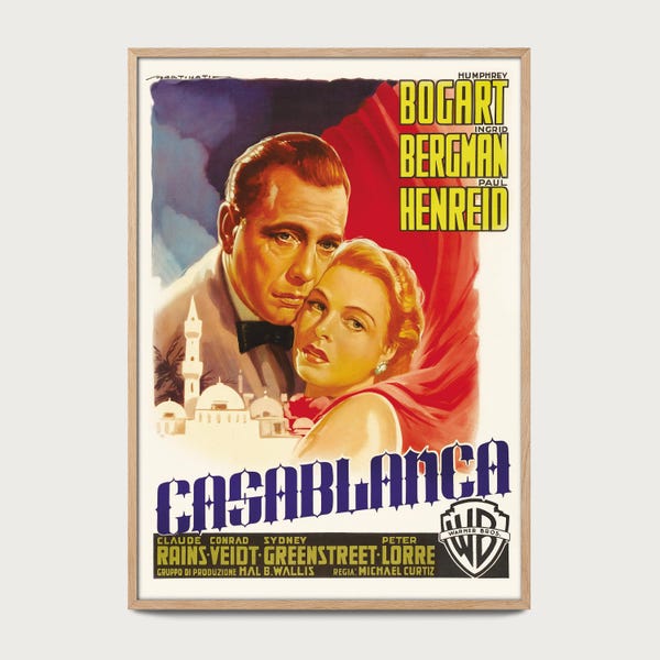 Casablanca 1942 Movie Poster – Vintage Classic Film Print – Retro Wall Art for Living Room, Office & Bedroom