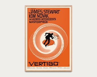 Vertigo 1958 Poster – Alfred Hitchcock Movie Poster – Vintage Thriller Film Print – Classic Cinema Wall Art for Living Room Home Theater