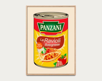 Popart poster, Panzani Ravioli, parody poster, original pop art, wall decoration, art poster, vintage art, deco idea, Andy Warhol parody