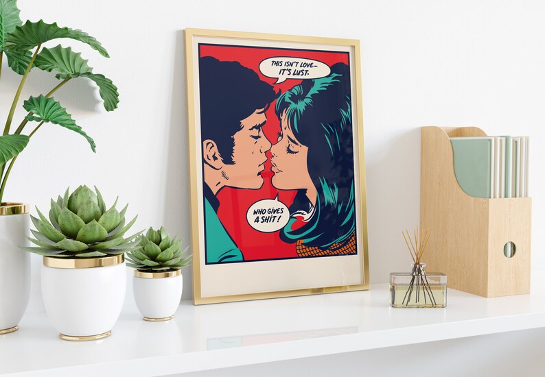Cartel de arte pop - amor, lujuria, cartel de cómics, cartel de cómic, decoración de pared, cartel clásico, cartel de amor, cartel de arte, arte vintage imagen 3