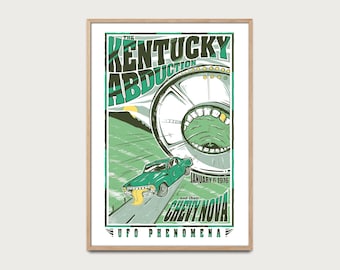 UFO Poster 1976 Kentucky Abduction, Vintage Alien Art, Retro Sci-Fi Wall Decor, Mysterious UFO Illustration, Paranormal Wall Art