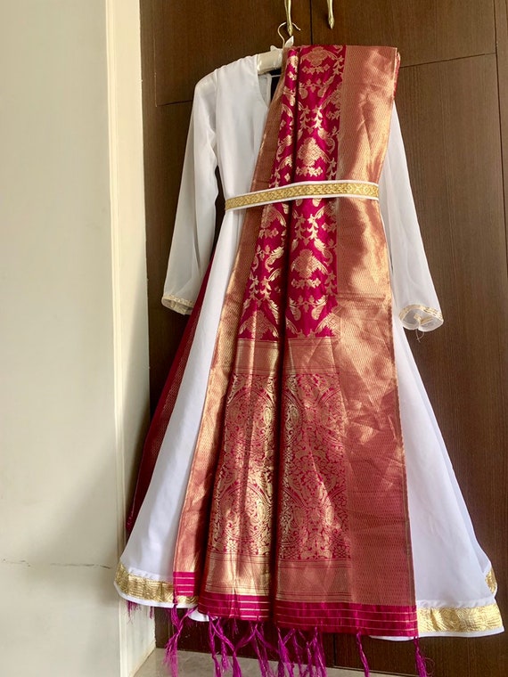 Mirror Handwork White Color Bollywood Style Anarkali Suit – Amrutamfab