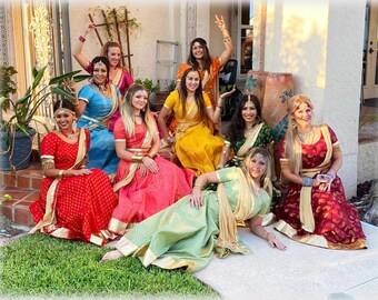 Bollywood danskostuum- kathak jurk - bruidsmeisje rok - Indiase lehenga - Indiase rok - Volledig op maat gemaakt- Indiase gestikte rok- brokaat