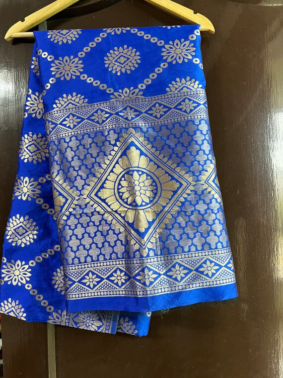 royal blue banarasi silk dupatta