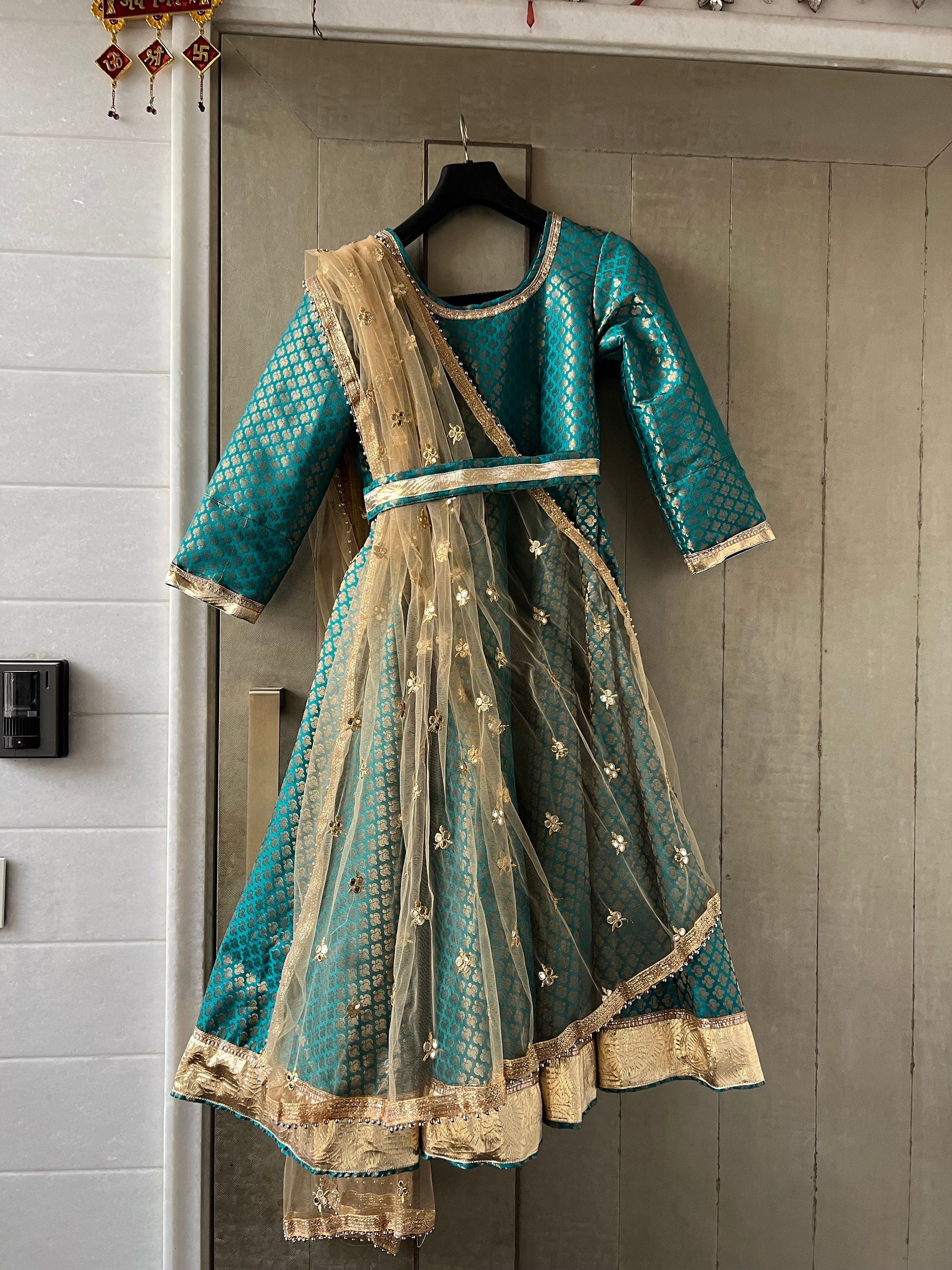 Custom Kathak Anarkali Costume, Indian Dance Dress (4pc)